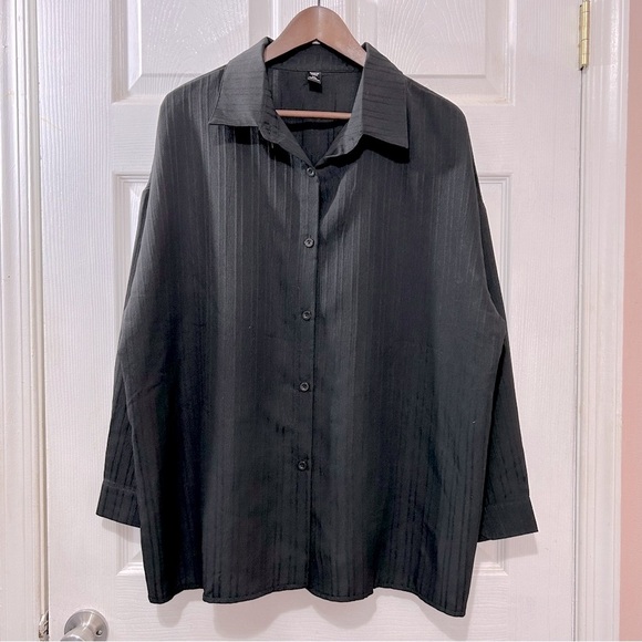 SHEIN Curve Women's Button Down Blouse Top Shirt 3/4 Sleeve Black Size 2XL - Picture 1 of 7